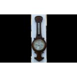 Victorian Style Mahogany Onion Top Shaped Barometer, with silvered dial. Size 29".