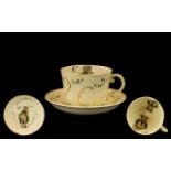 A 19thC Oversized 'My My My' Cup and Saucer both the saucer and cup depicting a cheeky scene of a