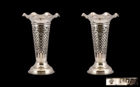 Edwardian Silver Vases.