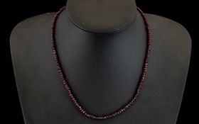 Red Garnet Bead Necklace, 60cts of faceted red garnets, with a beautiful clear colour,