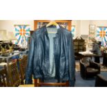 Gentleman's Leather Jacket black soft leather, bomber jacket style, chest size 44".