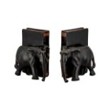 Pair of Vintage Wooden Elephant Bookends.