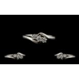 18ct White Gold Nice Quality and Attractive 3 Stone Diamond Set Ring. Contemporary Setting.