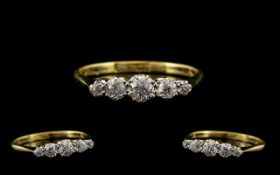 18ct Gold and Platinum Attractive 5 Stone Diamond Set Ring of Pleasing Form.