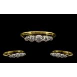 18ct Gold and Platinum Attractive 5 Stone Diamond Set Ring of Pleasing Form.