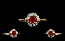 18ct Gold Superb Quality Fire Opal and Diamond Set Dress Ring fully hallmarked for 18ct,