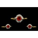 18ct Gold Superb Quality Fire Opal and Diamond Set Dress Ring fully hallmarked for 18ct,