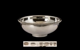 Mappin and Webb Contemporary Designed Well Made Small Bowl of plain form with beaded border.