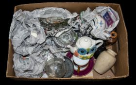 A Mixed Lot of Collectables to include Japanese plates, modern teapots, stone ware jar,