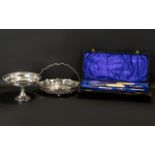 Collection of Silver Plated Ware to include a decorative table centre piece of three silver vases
