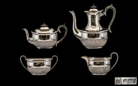 Edwardian Period Superb Quality Sterling Silver ( 4 ) Piece Coffee and Tea-Service of Solid