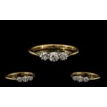 18ct Gold - Attractive Ladies 3 Stone Diamond Ring, Marked to Interior of Shank 18ct.