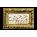 Large Decorative Panel in gilt ornate frame depicting putta with a classical lion subject.