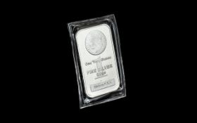 One Troy Ounce Silver Bar. Fine Silver 999 bar, please see accompanying image.