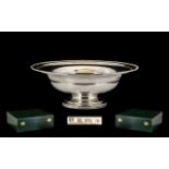 Elizabeth II - Good Quality Contemporary Design Solid Silver Pedestal / Comport Fruit Bowl of