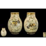Japanese Meiji Period Period Pair of Satsuma Vases of bulbous shape,