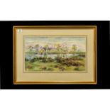 Framed Watercolour by J K Bishop of Khuzden Hall. Large watercolour, framed and mounted behind