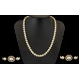 1950's Nice Quality and Attractive Single Strand Cultured Pearl Necklace,