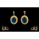 Ladies 9ct Gold Attractive Pair of Oval Earrings - Rope Twist Design.