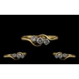 18ct Gold Attractive 3 Stone Diamond Ring the round brilliant cut diamonds of good colour.