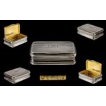 George III Regency Nice Quality Sterling Silver Hinged Snuff Box of rectangular shape with gilt