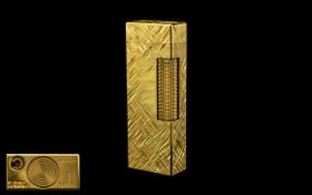 Dunhill 1960's Gold Plated Lighter of typical form/design in good condition. 2.5 inches 6.