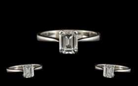 14ct White Gold - Excellent Quality Contemporary Designed Single Stone Diamond Ring.