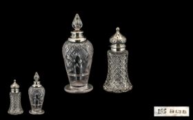Edwardian Period Silver Topped Cut Glass Sugar Sifter - hallmark Birmingham 1907.