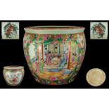 Chinese Antique Finely Decorated Fish Bowl Famille Rose decoration throughout in enamels depicting