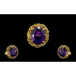 18ct Gold Superb Quality Single Stone Amethyst Set Dress Ring of stunning colour.