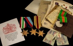 WW2 Medal Group And Associated Paperwork Two Addressed Card Boxes Containing The Defence Medal,