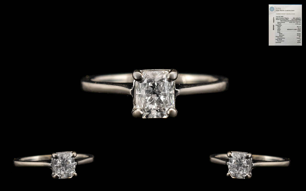 18ct White Gold - Superb Quality Single Stone Diamond Ring. Fully Hallmarked for 750.