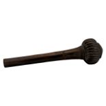 Antique Tribal Hardwood Throwing Club, with a shaped knobular fluted top.