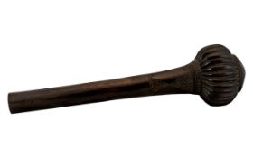 Antique Tribal Hardwood Throwing Club, with a shaped knobular fluted top.