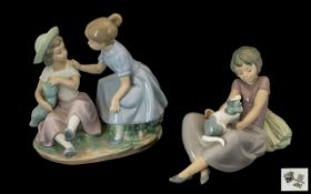 Nao by Lladro Handpainted Porcelain Figures (2). Both in 1st quality - mint condition.