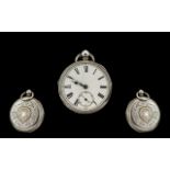 Victorian Period - Nice Quality Scottish Sterling Silver Open Faced Fusee Pocket Watch,