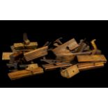 Collection Of Wooden Planes and Woodworking Tools including moulding planes, rebate plane,