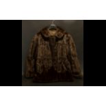 Ladies Dark Brown Mink Jacket fully lined in printed sateen. Hook and eye fastening, with collar and