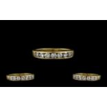 18ct Gold - Attractive Channel Set Diamond Ring,