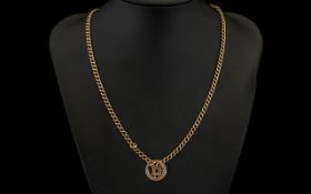 Antique Period 9ct Gold Chain with Attached 9ct Masonic Pendant, Both Marked for 9ct. c.1900's.