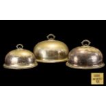 A Set of Three Silver Plated EPNS Victorian Oval Shaped Graduated Meat Covers with handles.