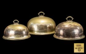 A Set of Three Silver Plated EPNS Victorian Oval Shaped Graduated Meat Covers with handles.