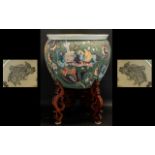 Chinese Porcelain Decorated Fish Bowl & Stand,
