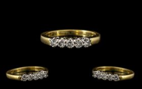 18ct Gold Pleasing 5 Stone Diamond Set Ring Channel Set full hallmark for 18ct.