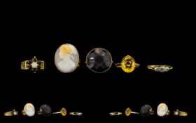 Collection of Five 9ct Gold Stone Set Ladies Rings. All rings fully hallmarked for 9ct.