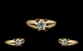 18ct Gold Gypsy Setting Single Stone Diamond Ring - the faceted diamond of good colour and clarity