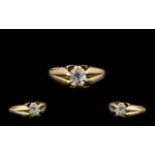 18ct Gold Gypsy Setting Single Stone Diamond Ring - the faceted diamond of good colour and clarity