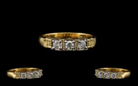 18ct Gold - Nice Quality 3 Stone Diamond Ring Set In a Superior Quality Shank.