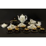 Tea Set by Fein Bayreuth of Germany comprising tea pot, milk jug, lidded twin-handled sugar bowl,