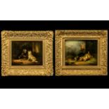 Pair of Oil Paintings Paul Jones - Animal Painter 1856-1888 - Titled 'Terriers Ratting' and '